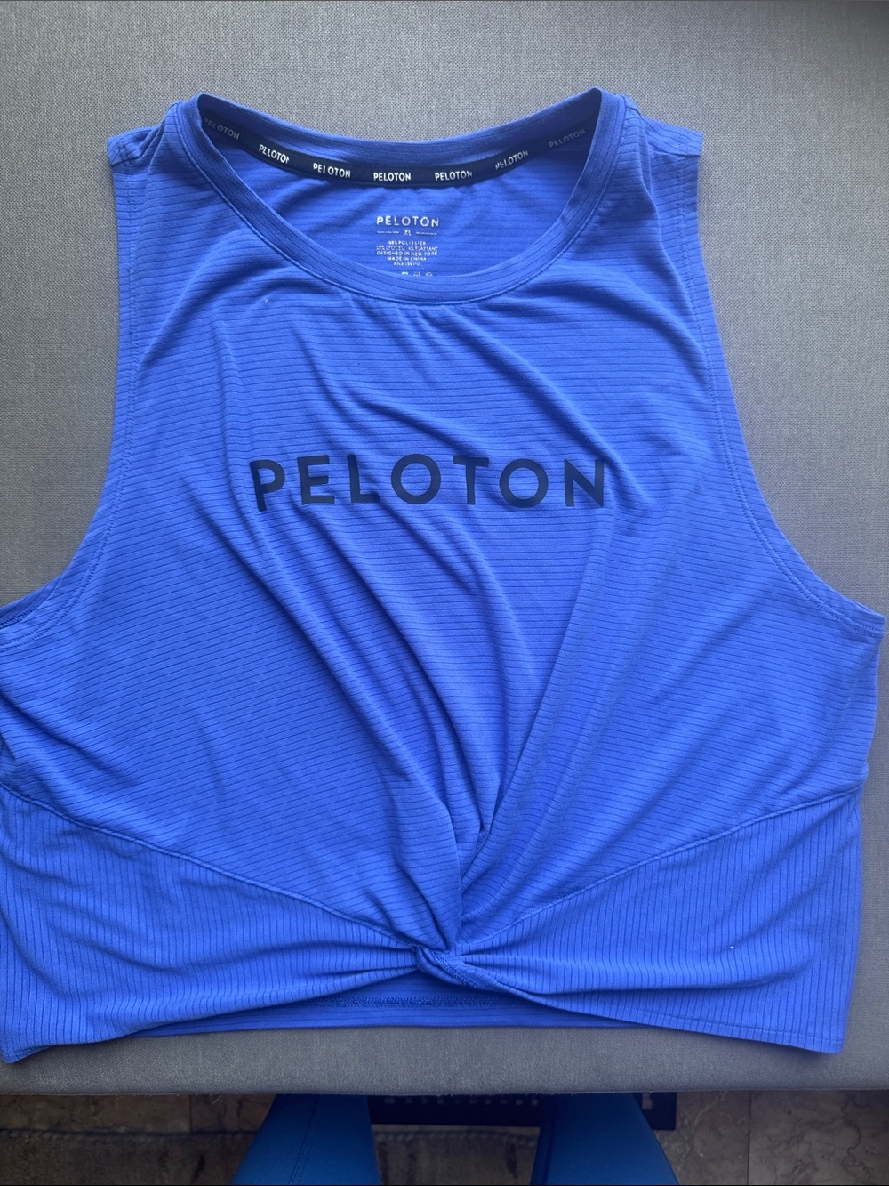 Peloton Royal Blue Twist-Front Crop Tank
